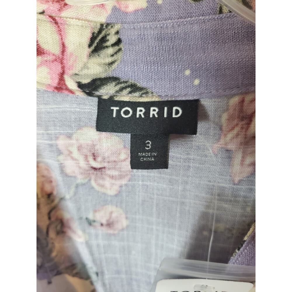 Torrid Fit And Flare Rayon Slub Button-Front Top, Romantic Roses, NWT, 3X - Picture 6 of 7